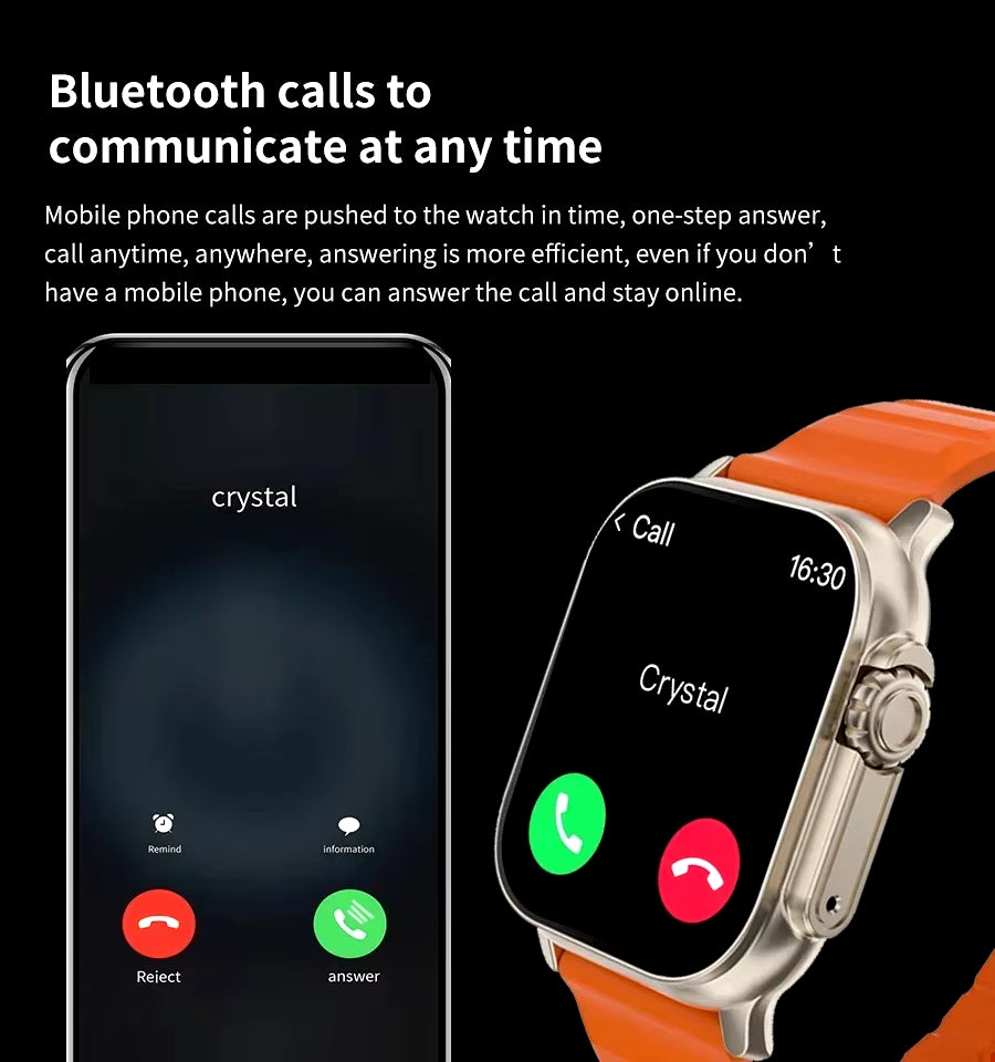 T900 Ultra Smartwatch - Bluetooth Talk, Message Alerts, Heart Rate Monitor & Sports Features for Android & iOS - Perfect for Men & Women
